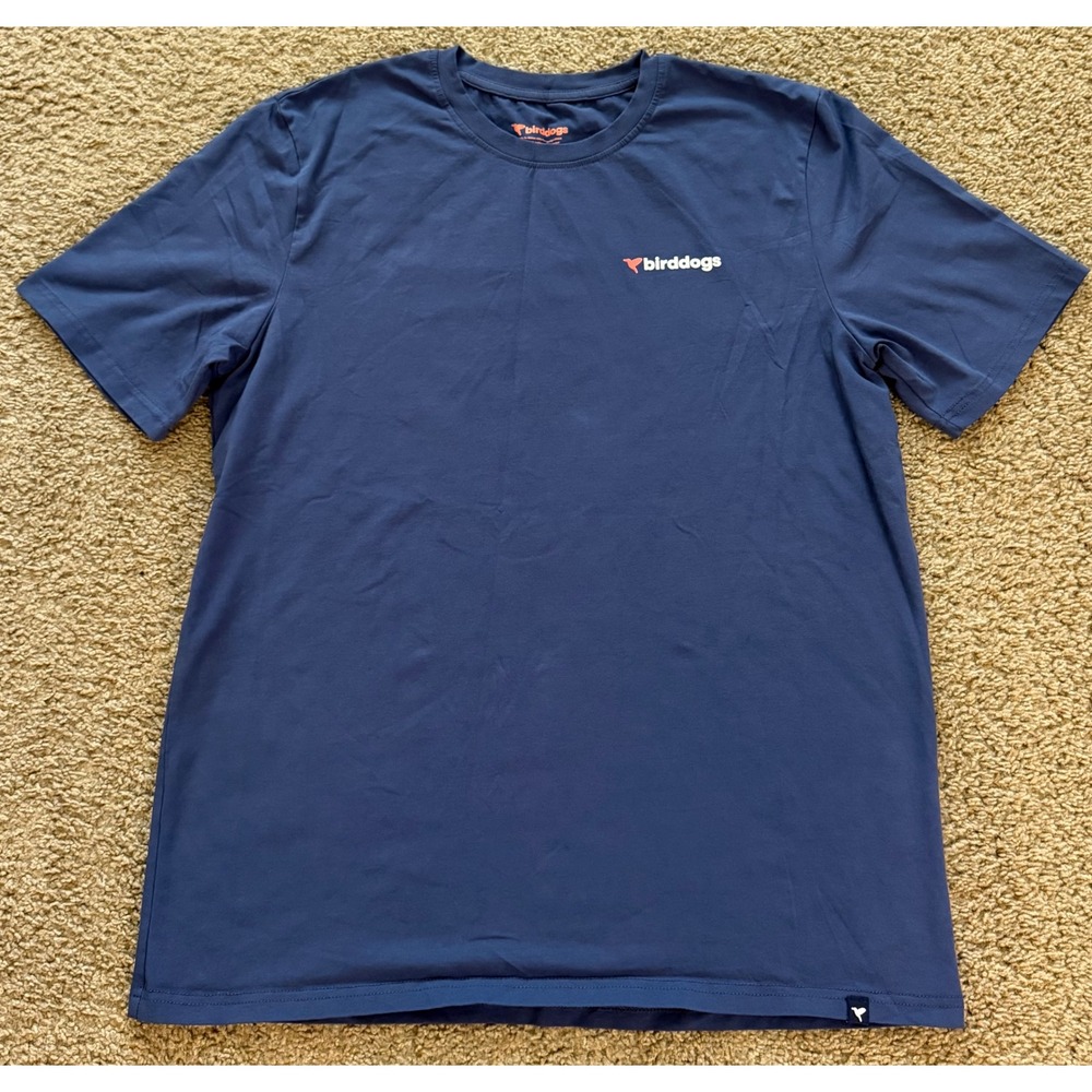 Birddogs Mens Graphic T-Shirt Navy Blue Short Sleeve Cotton Spandex Size L